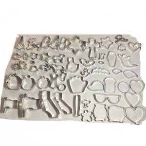 Vintage Metal Cookie Cutter Lot 55 Pieces Christmas Halloween St. Patrick’s Anim